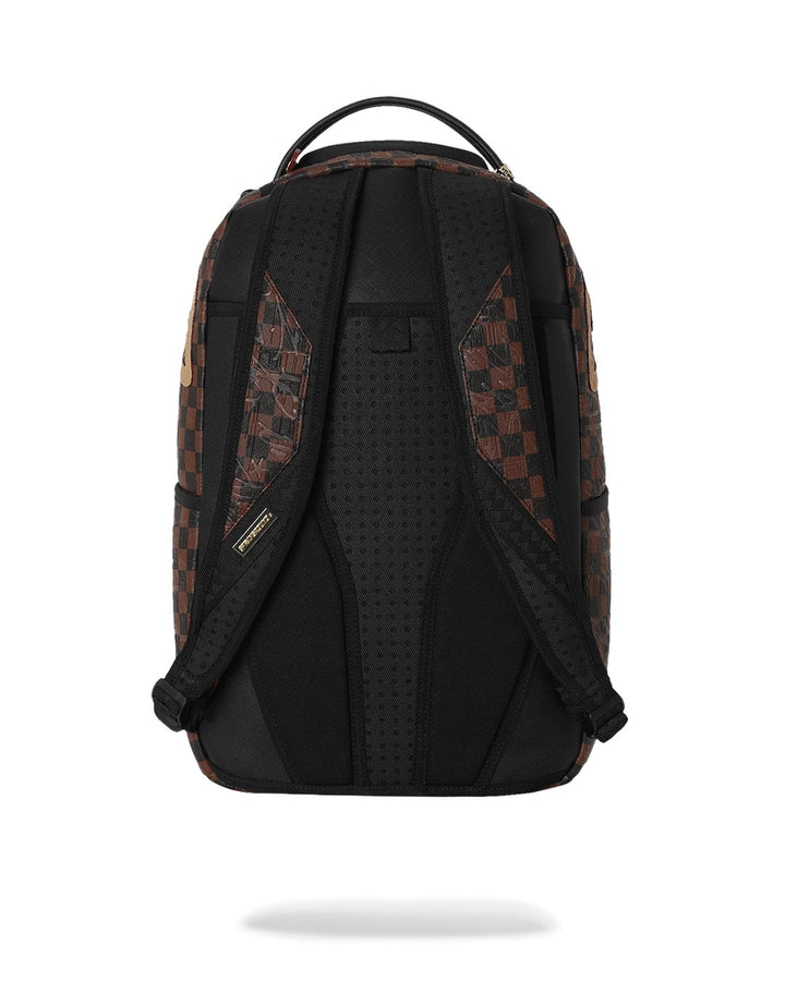 EMBOSSED CHECK BROWN BACKPACK