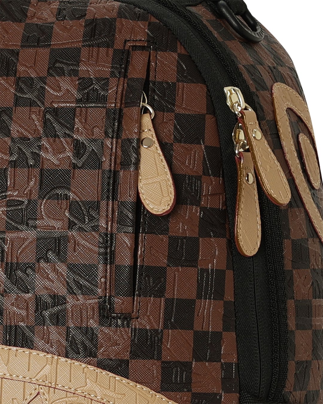 EMBOSSED CHECK BROWN BACKPACK