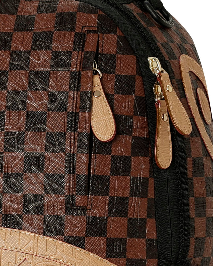 EMBOSSED CHECK BROWN BACKPACK