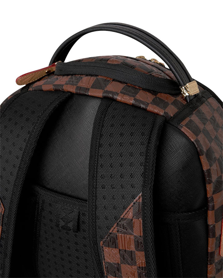 EMBOSSED CHECK BROWN BACKPACK