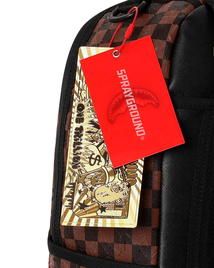 EMBOSSED CHECK BROWN BACKPACK