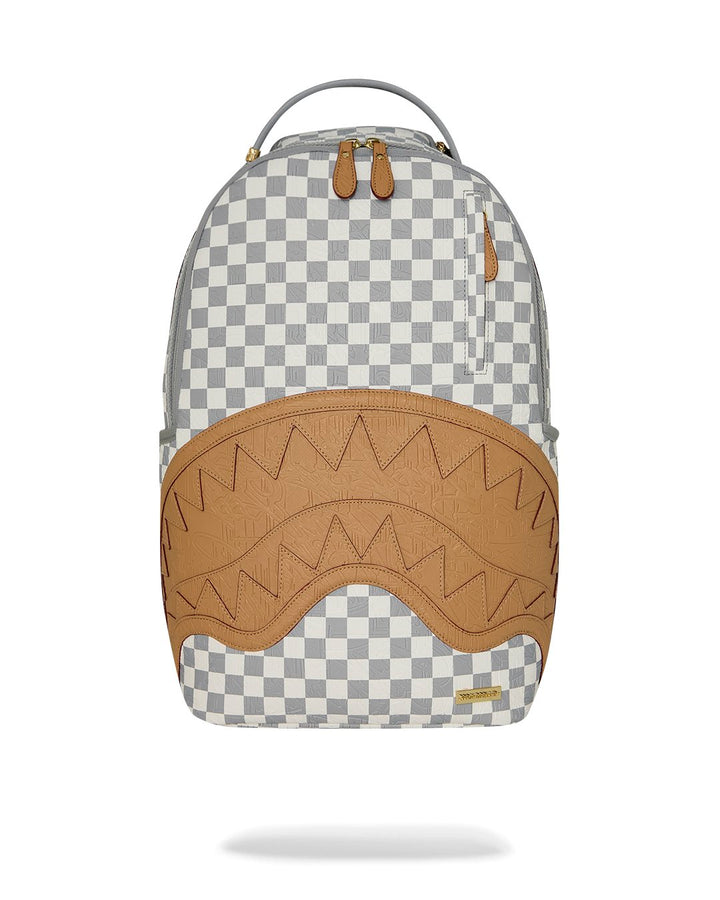EMBOSSED CREAM CHECK BACKPACK