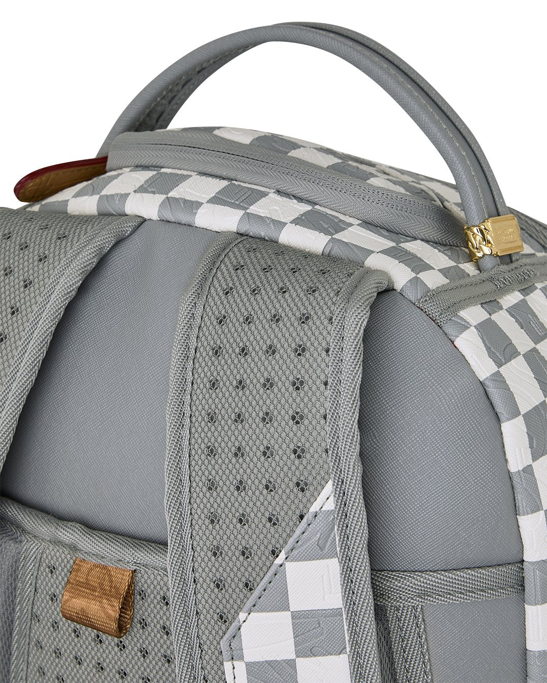 EMBOSSED CREAM CHECK BACKPACK