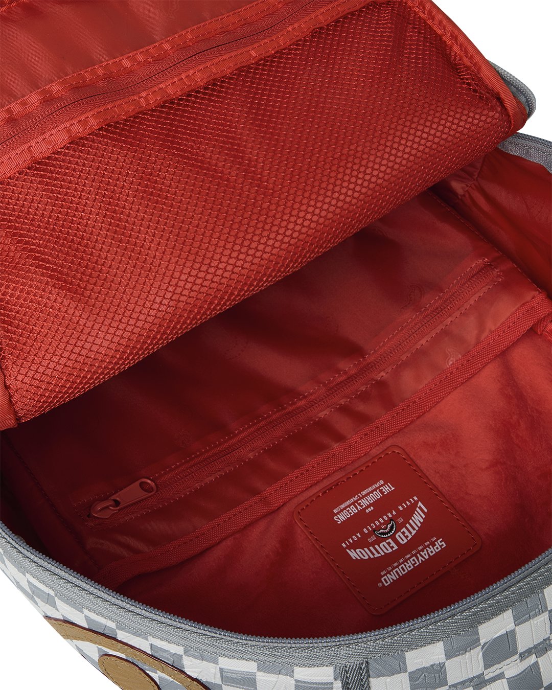 EMBOSSED CREAM CHECK BACKPACK
