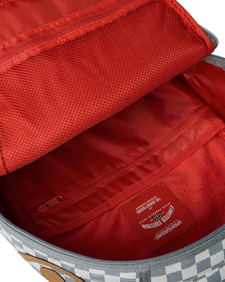 EMBOSSED CREAM CHECK BACKPACK