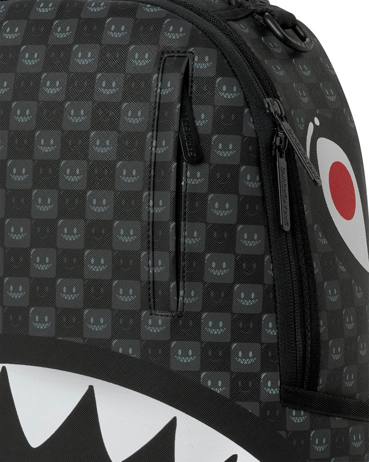 SHARKS IN PARIS WTF BUBBLY BLACK CHECK BACKPACK