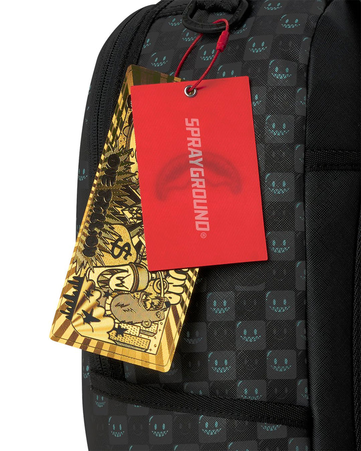 SHARKS IN PARIS WTF BUBBLY BLACK CHECK BACKPACK