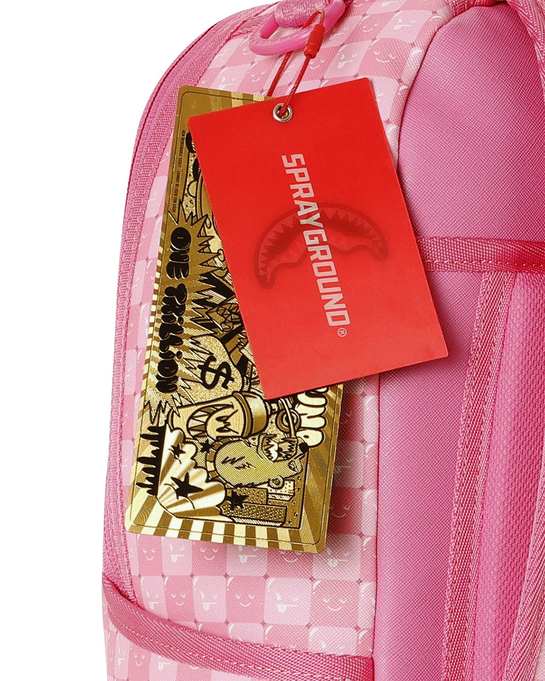 PINK NEW CHECK FACES BACKPACK