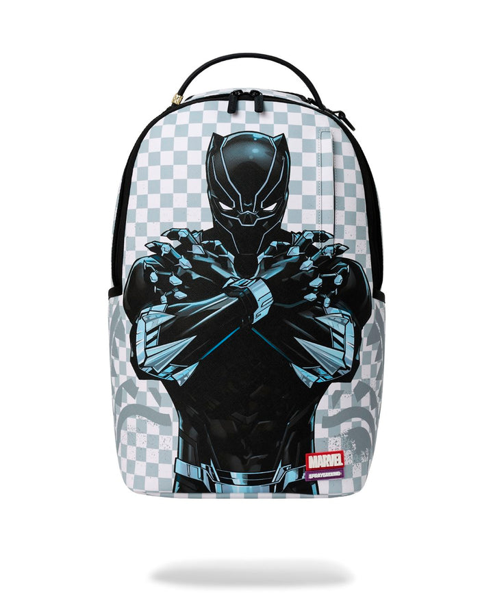 MARVEL BLACK PANTHER WAKANDA FOREVER ON WHITE CHECK BACKPACK