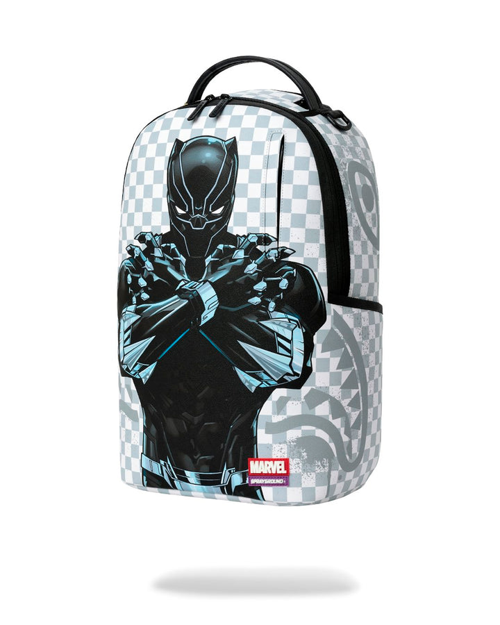 MARVEL BLACK PANTHER WAKANDA FOREVER ON WHITE CHECK BACKPACK