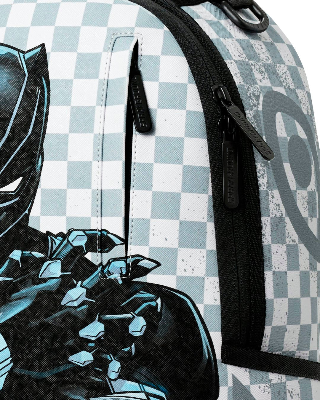 MARVEL BLACK PANTHER WAKANDA FOREVER ON WHITE CHECK BACKPACK