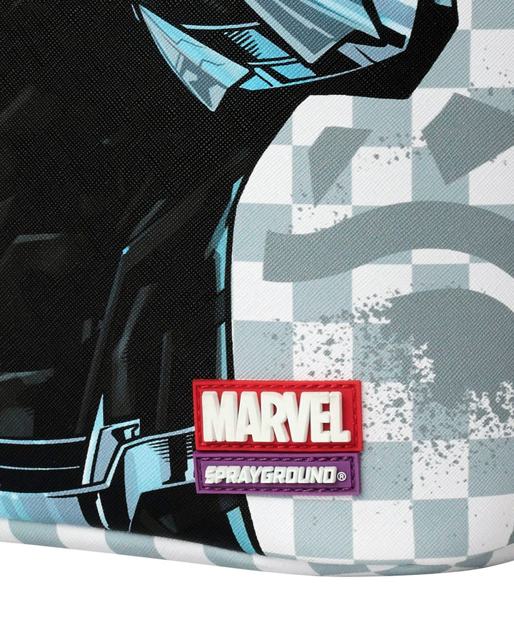 MARVEL BLACK PANTHER WAKANDA FOREVER ON WHITE CHECK BACKPACK