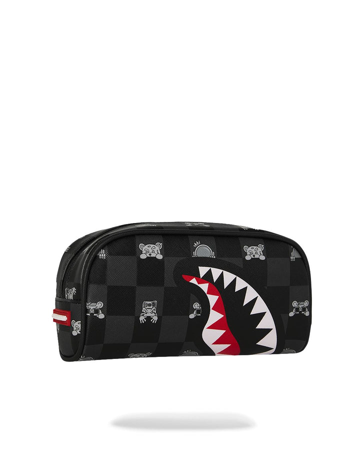 GRAY PEEKING CHARACTER CHECK PENCIL POUCH