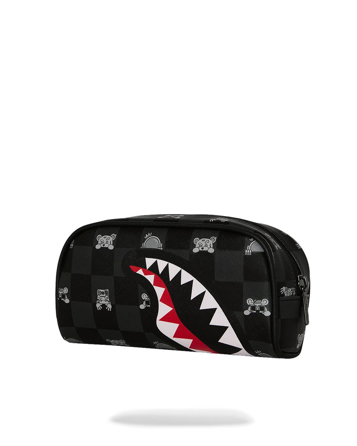 GRAY PEEKING CHARACTER CHECK PENCIL POUCH