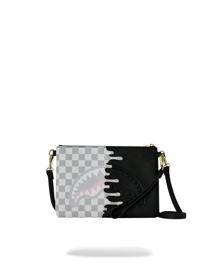 CREAM CHECK UNFINISHED SHARK CROSSBODY POUCHETTE