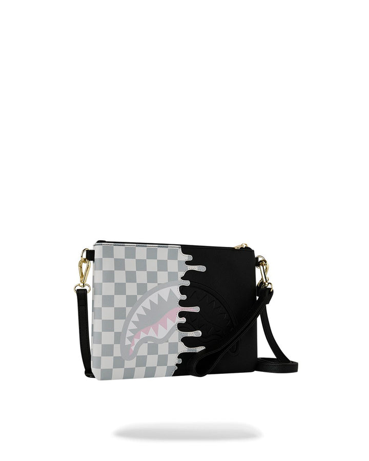 CREAM CHECK UNFINISHED SHARK CROSSBODY POUCHETTE