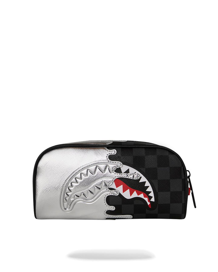 SILVER SIDE DRIP BLACK CHECK PENCIL POUCH