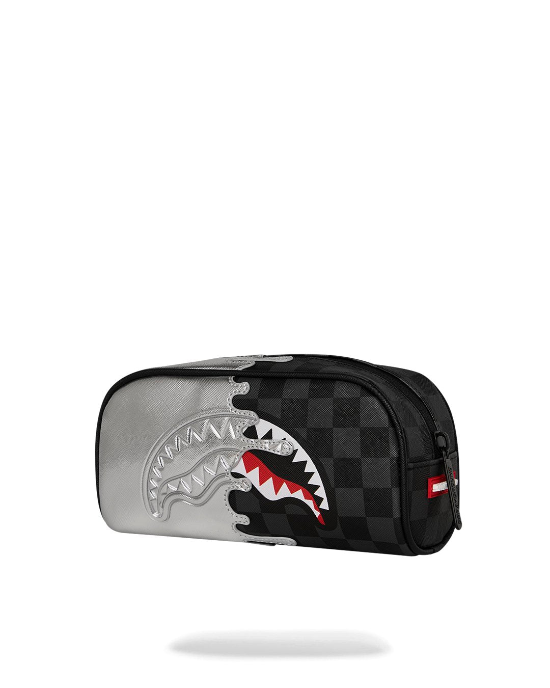SILVER SIDE DRIP BLACK CHECK PENCIL POUCH