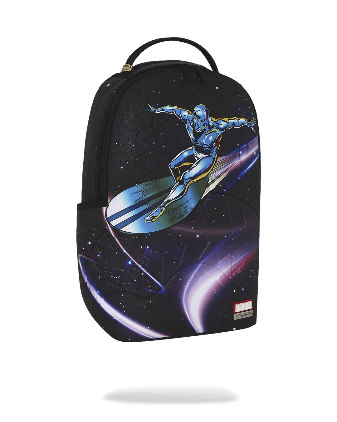 MARVEL AVENGERS SILVER SURFER COMIC DESIGN COLLAGE WITH EMBOSSED SHARK BACKPACK