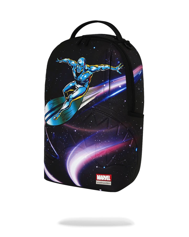 MARVEL AVENGERS SILVER SURFER COMIC DESIGN COLLAGE WITH EMBOSSED SHARK BACKPACK