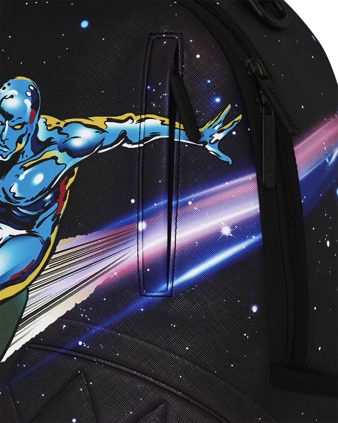 MARVEL AVENGERS SILVER SURFER COMIC DESIGN COLLAGE WITH EMBOSSED SHARK BACKPACK