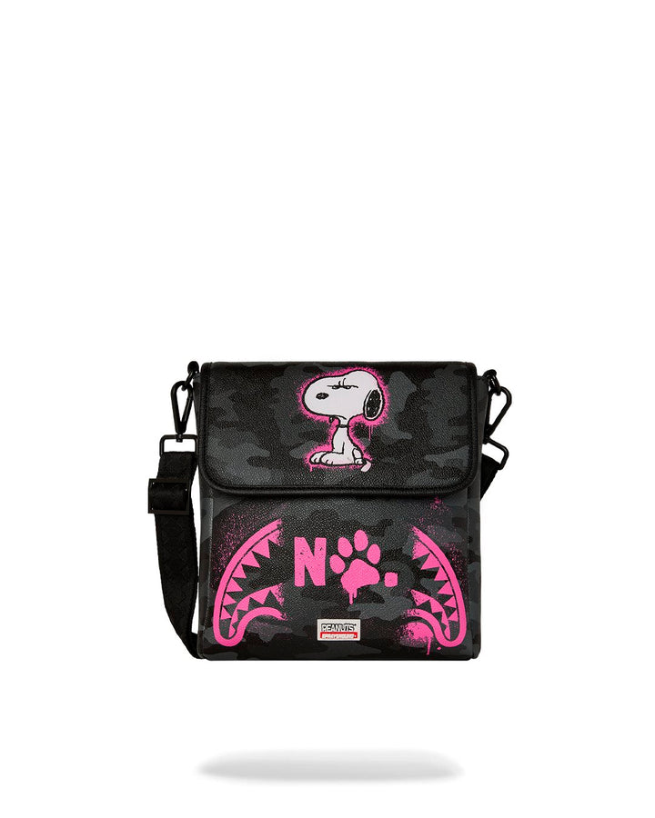 PEANUTS SNOOPY PINK STENCIL MESSENGER SLING