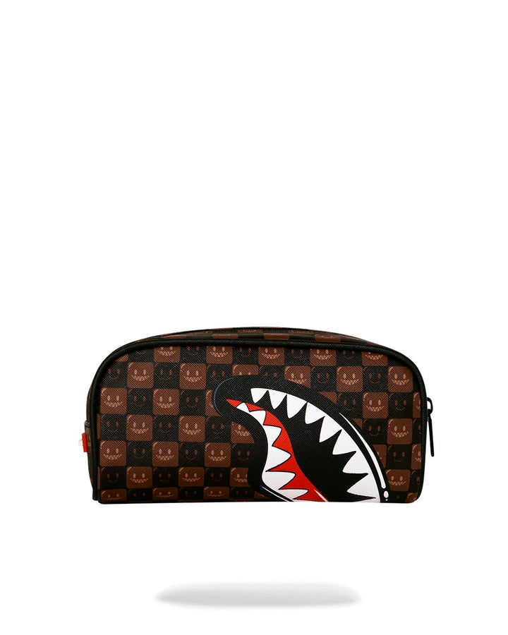 SHARKS IN PARIS WTF BUBBLE BROWN CHECK POUCH