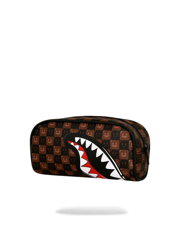 SHARKS IN PARIS WTF BUBBLE BROWN CHECK POUCH
