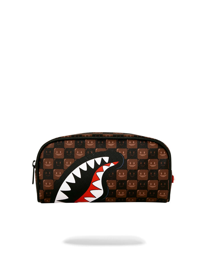 SHARKS IN PARIS WTF BUBBLE BROWN CHECK POUCH
