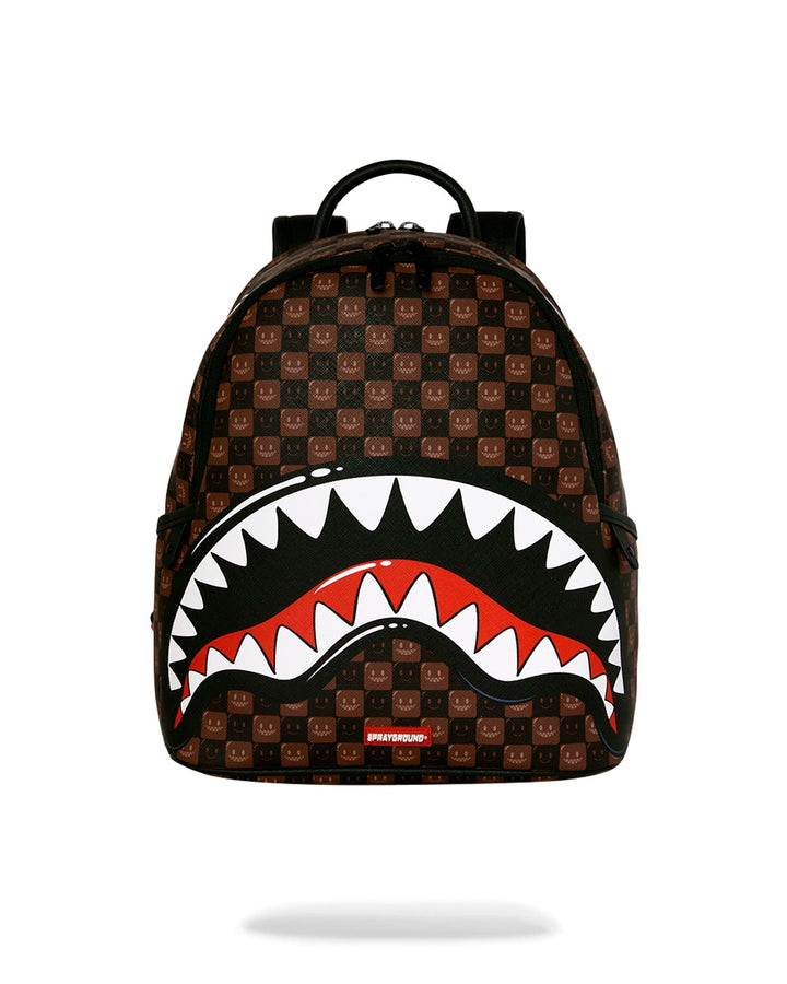 SHARKS IN PARIS WTF BUBBLE BROWN CHECK SAVAGE BACKPACK