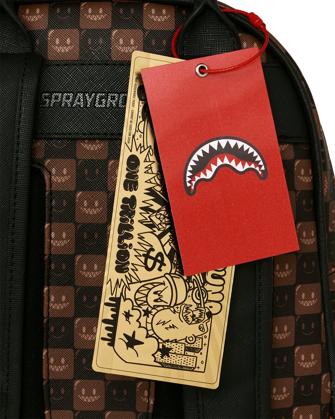 SHARKS IN PARIS WTF BUBBLE BROWN CHECK SAVAGE BACKPACK