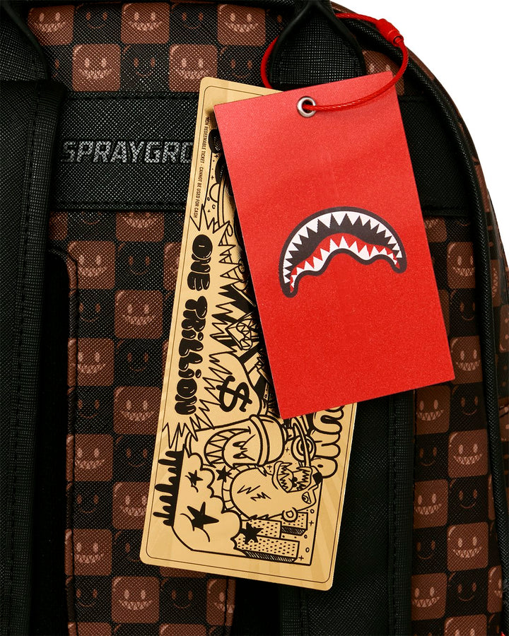 SHARKS IN PARIS WTF BUBBLE BROWN CHECK SAVAGE BACKPACK