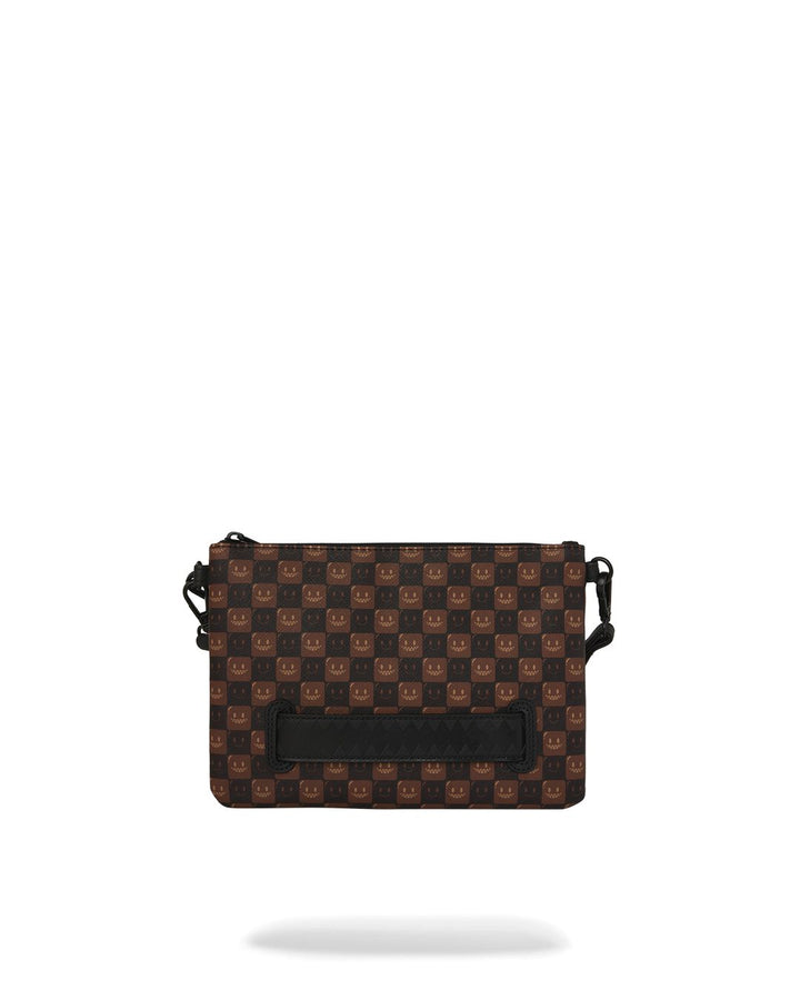 SHARKS IN PARIS WTF BUBBLE BROWN CHECK CROSSOVER CLUTCH