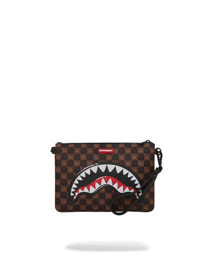 SHARKS IN PARIS WTF BUBBLE BROWN CHECK CROSSOVER CLUTCH