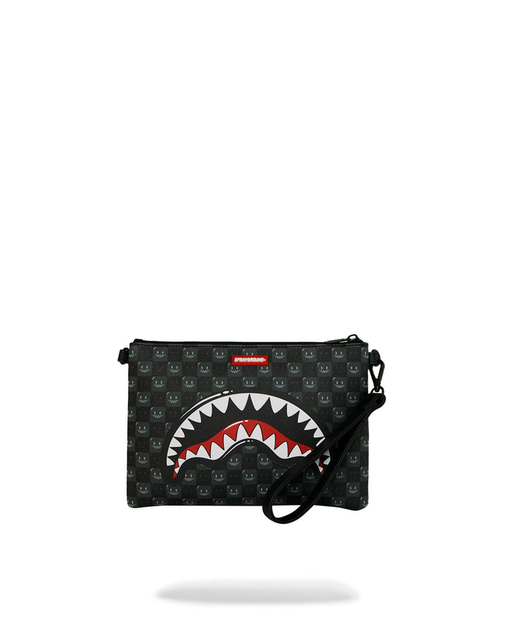 SHARKS IN PARIS WTF BUBBLY BLACK CHECK CROSSOVER CLUTCH