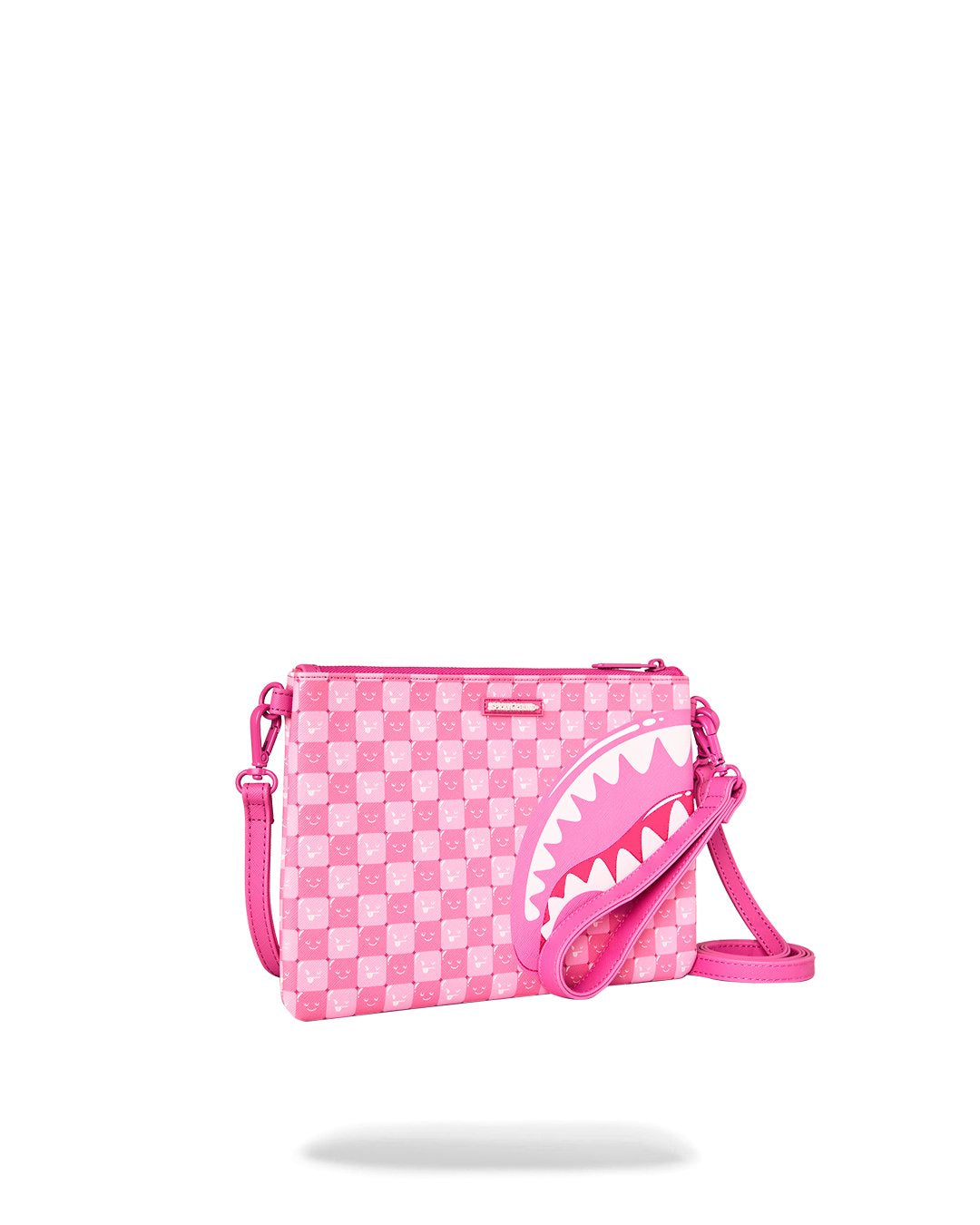 PINK NEW CHECK FACES CROSSOVER CLUTCH