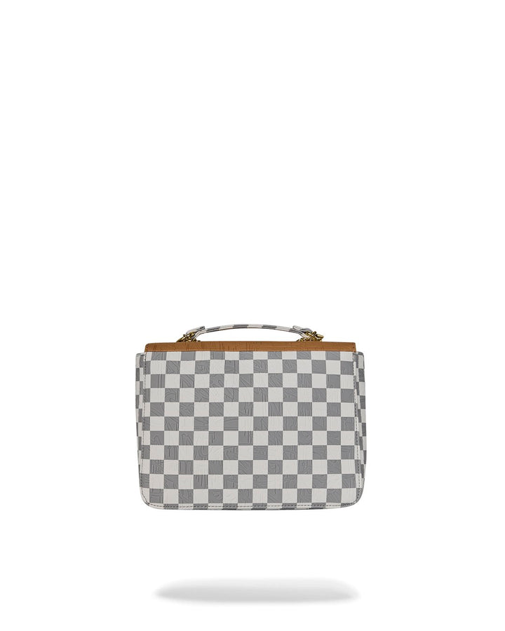 EMBOSSED CREAM CHECK HANDBAG