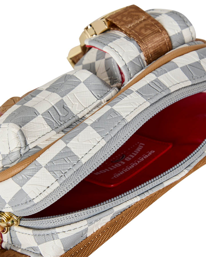 EMBOSSED CREAM CHECK CARGO CROSSBODY