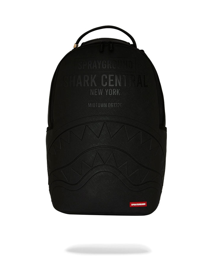 SHARK CENTRAL EMBOSSED BLACK NYLON BACKPACK