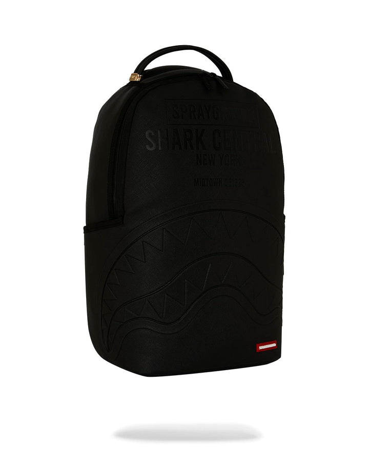SHARK CENTRAL EMBOSSED BLACK NYLON BACKPACK