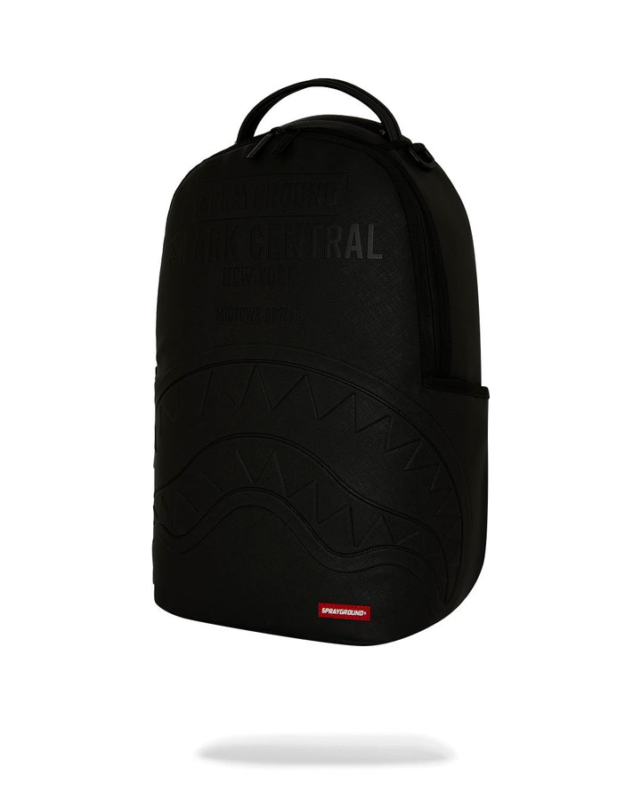 SHARK CENTRAL EMBOSSED BLACK NYLON BACKPACK