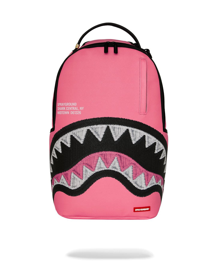 SHARK CENTRAL PINK EMBROIDERED SHARK BACKPACK