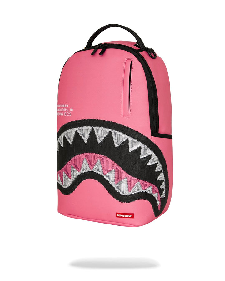 SHARK CENTRAL PINK EMBROIDERED SHARK BACKPACK