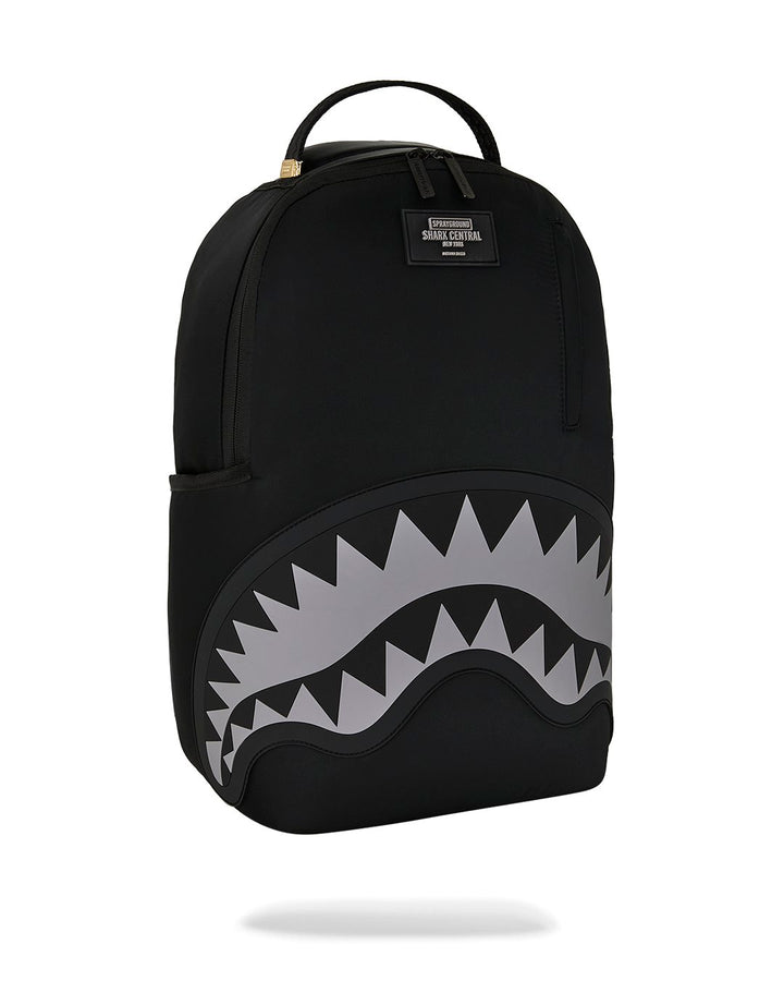 SHARK CENTRAL BLACK NYLON GRAY EMBOSSED BACKPACK