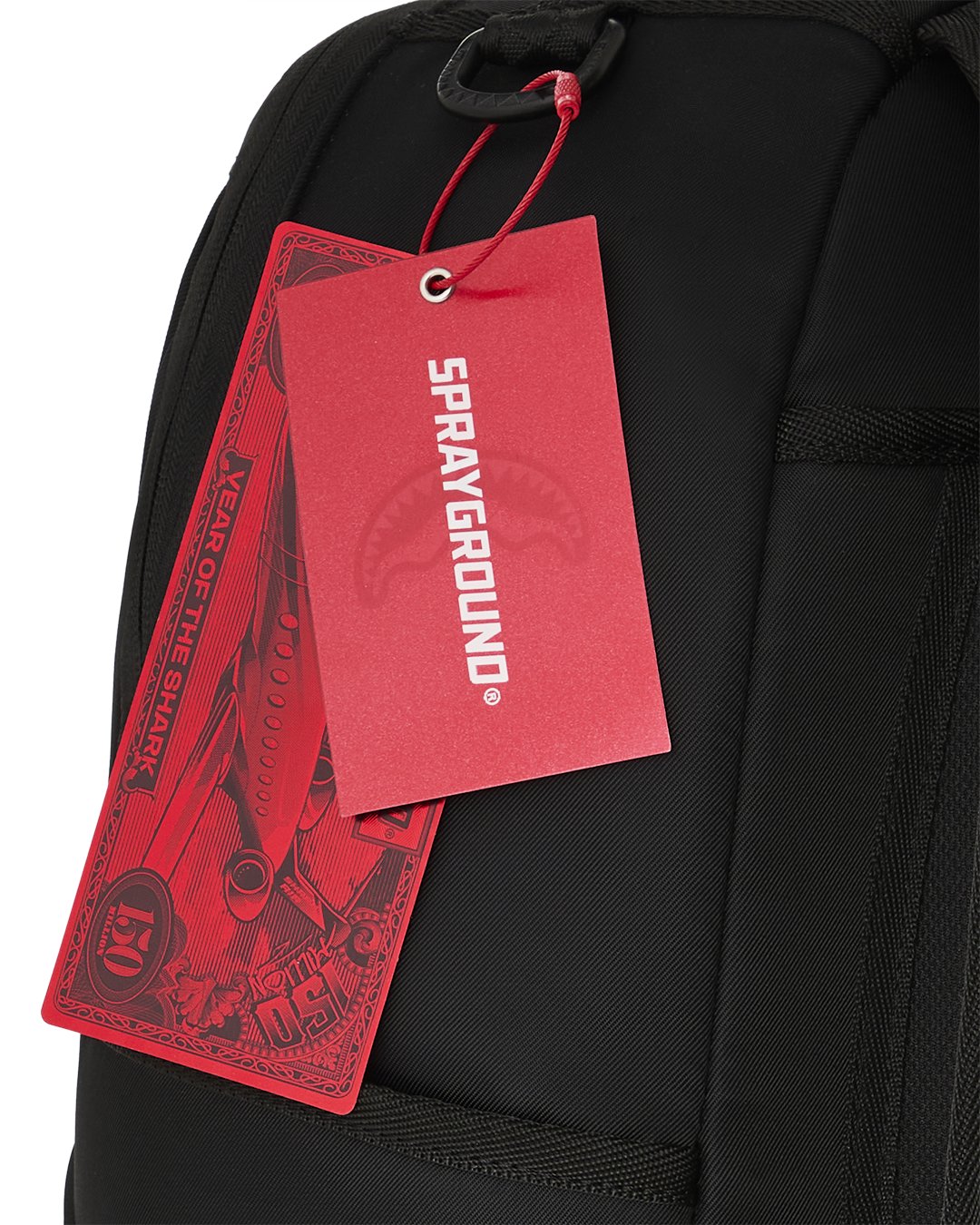 SHARK CENTRAL BLACK NYLON GRAY EMBOSSED BACKPACK