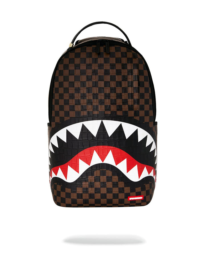 BROWN CHECKER SNAKESKIN SIP DLXSV BACKPACK