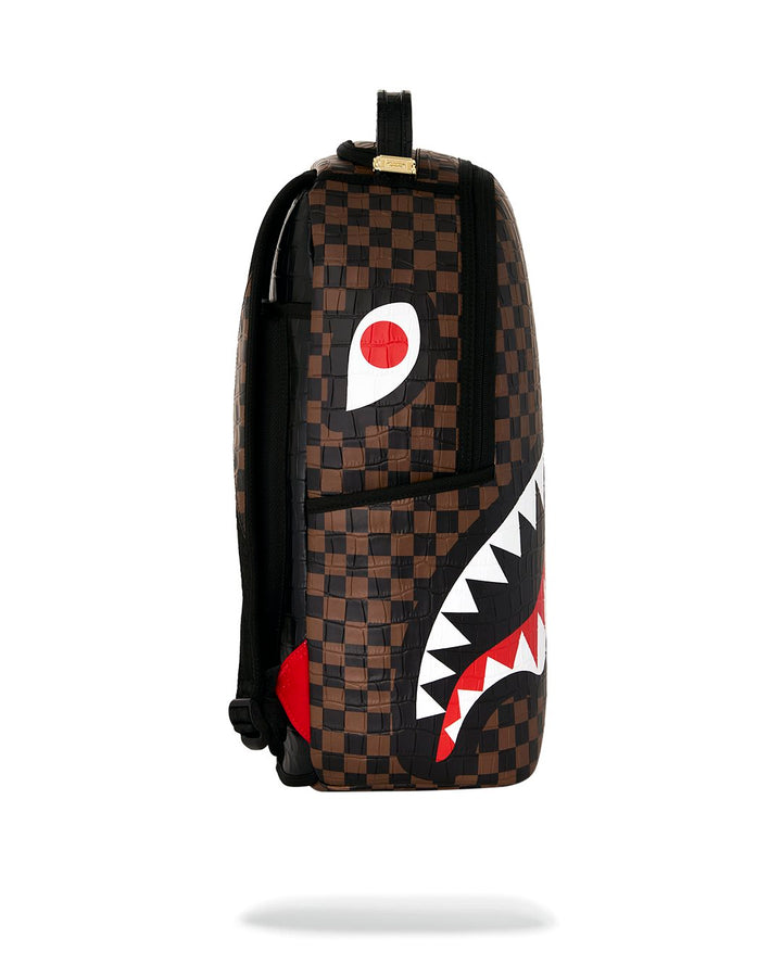 BROWN CHECKER SNAKESKIN SIP DLXSV BACKPACK