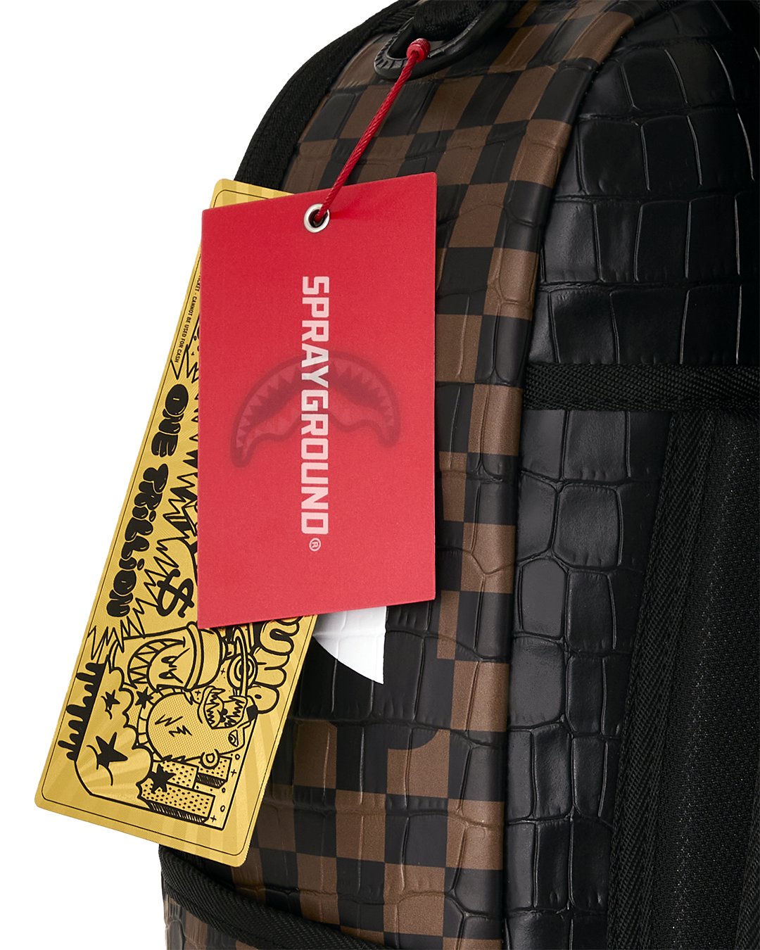 BROWN CHECKER SNAKESKIN SIP DLXSV BACKPACK