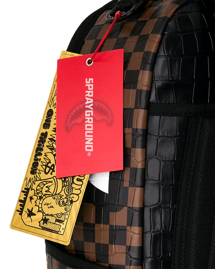 BROWN CHECKER SNAKESKIN SIP DLXSV BACKPACK
