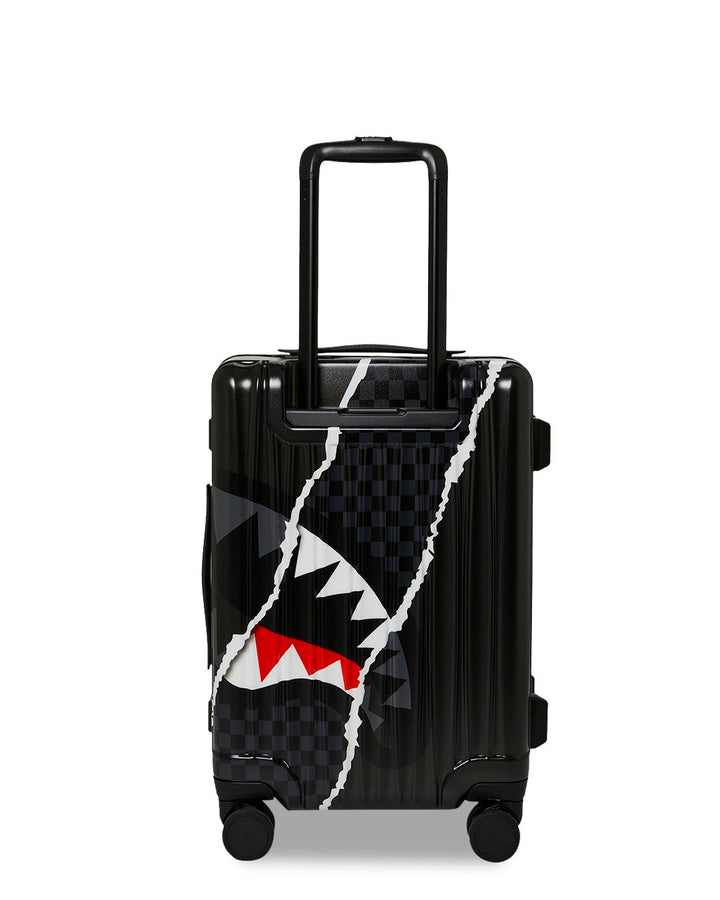 CENTER RIP REVEALING GRAY CHECK CARRY-ON LUGGAGE